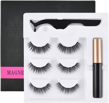 3 Pairs Magnetic Eyelashes and Eyeliner Kit