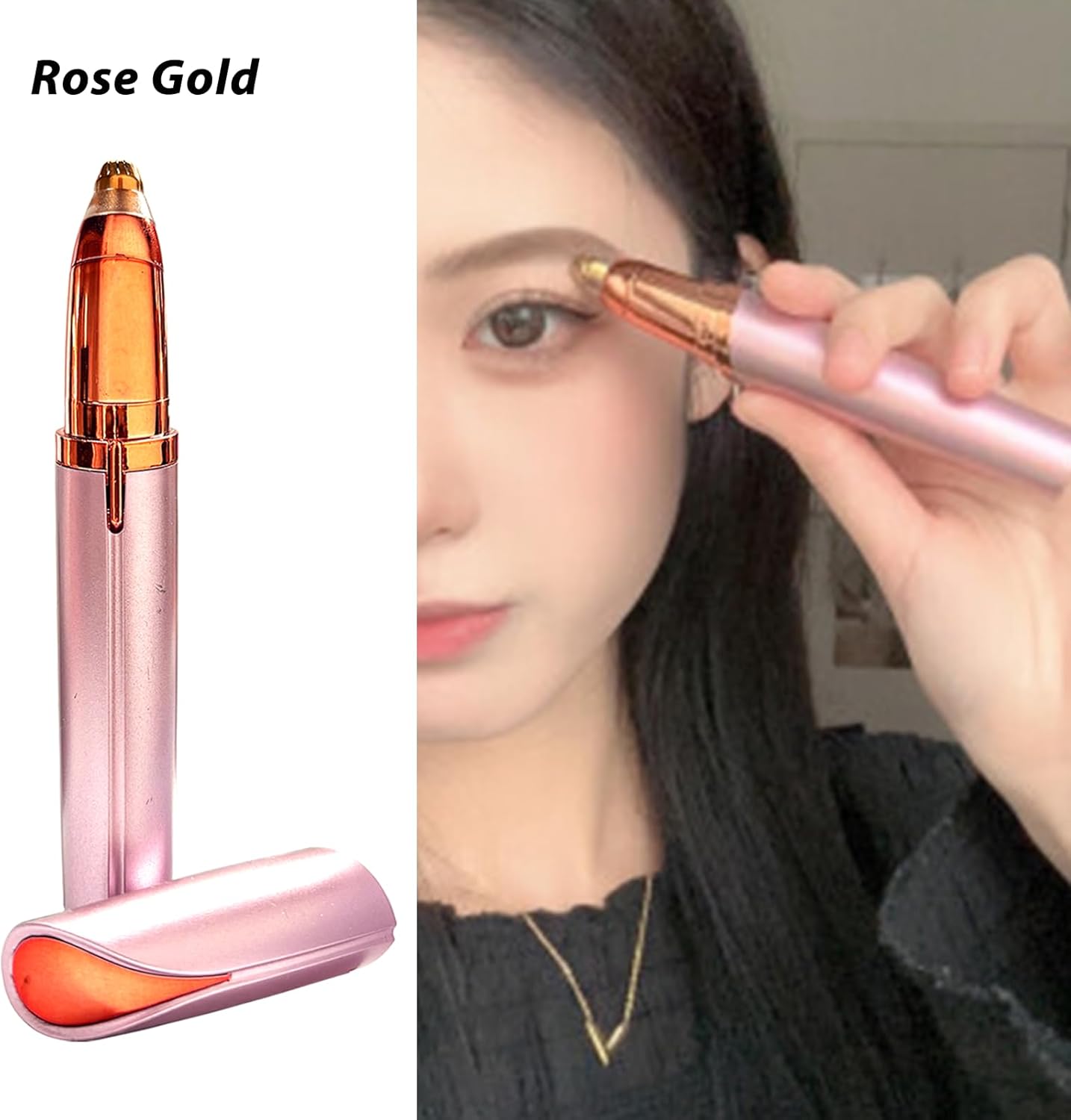 Mini Electric Eyebrow Trimmer Lipstick Brows Pen Hair Remover Painless Razor Epilator with LED Light
