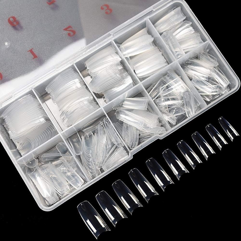 Nail Art 500 Piece Box Armor Pieces Transparent Fully Pasted Half Pasted Pieces Fake Nail Pieces Transparent French Natural