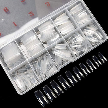 Nail Art 500 Piece Box Armor Pieces Transparent Fully Pasted Half Pasted Pieces Fake Nail Pieces Transparent French Natural