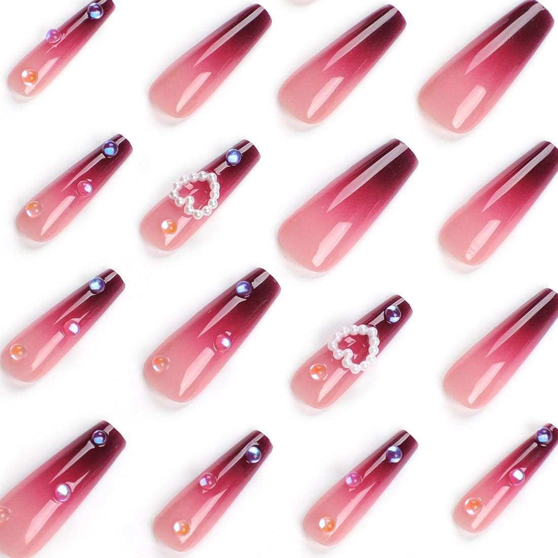 24 PCS Red Heart Nail Art
