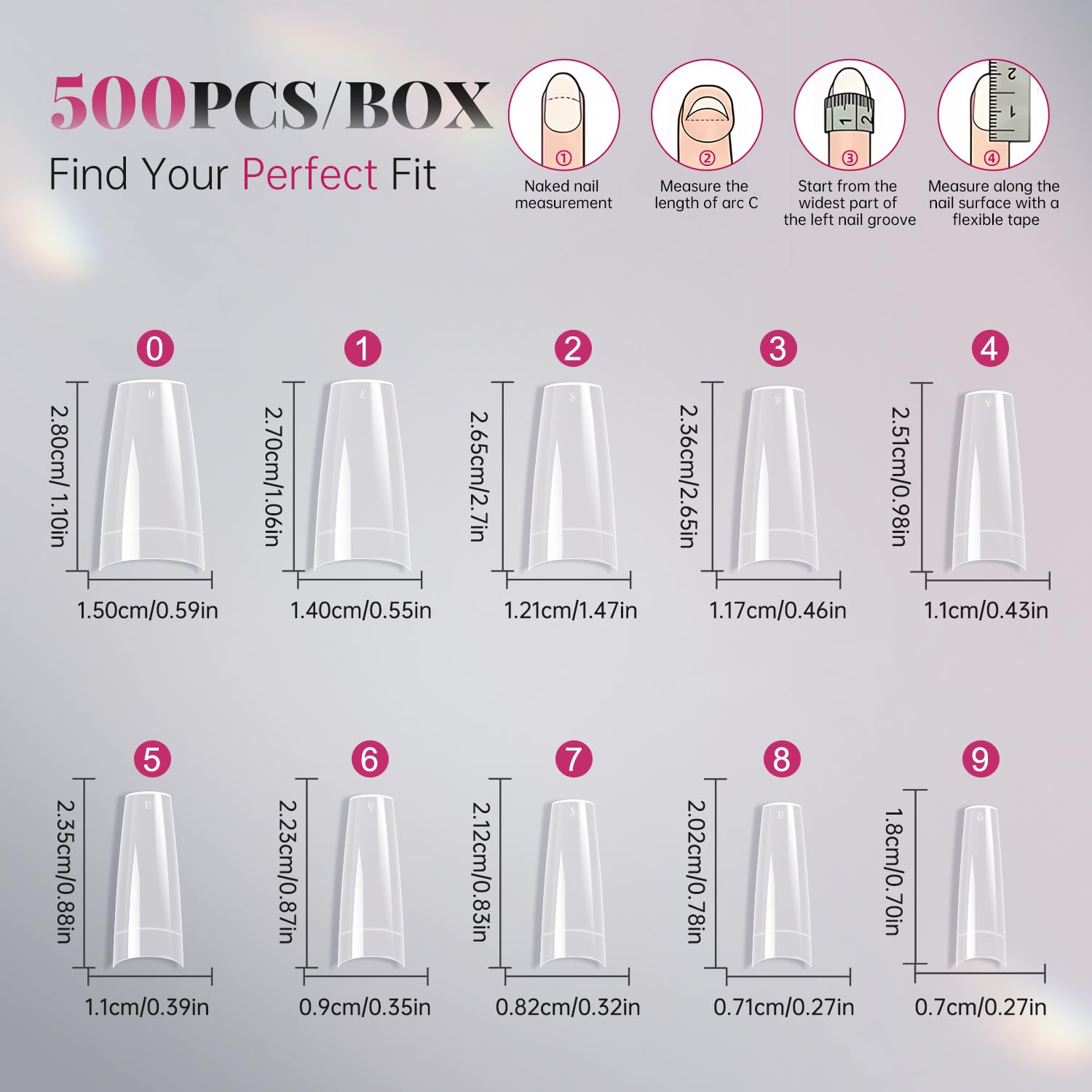 Nail Art 500 Piece Box Armor Pieces Transparent Fully Pasted Half Pasted Pieces Fake Nail Pieces Transparent French Natural